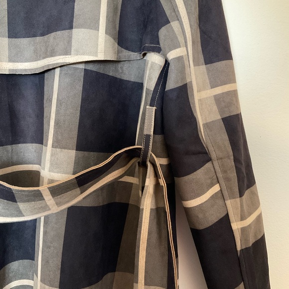 Solitaire | Belted Plaid Jacket | Brown | Faux Suede | Trench | NWT | Large - Picture 12 of 16